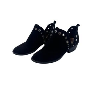 VTG Sears Roebuck Co. Black Suede Boots Grommet Rivets Womens Sz 8 Boho Western